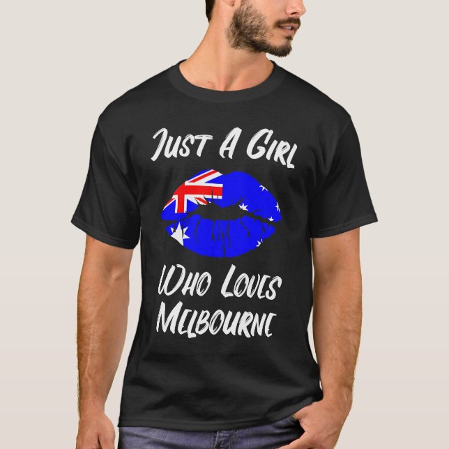 Läppar Mouth Kärlek Australian Flagga Melbourne T Shirt (Framsida)