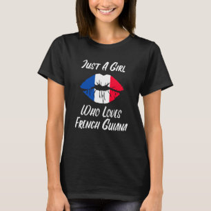 Läppar Mouth Kärlek Fransk Flagga Fransk Guyana T Shirt