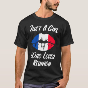 Läppar Mouth Kärlek Fransk Flagga Reunion T Shirt