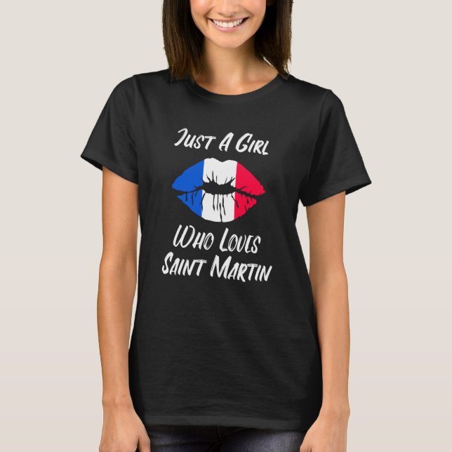 Läppar Mouth Kärlek Fransk Flagga Saint Martin T Shirt (Framsida)