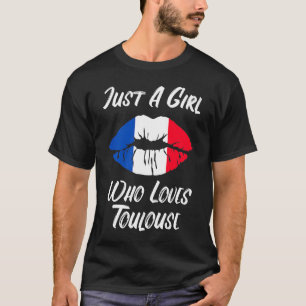 Läppar Mouth Kärlek Fransk Flagga Toulouse T Shirt