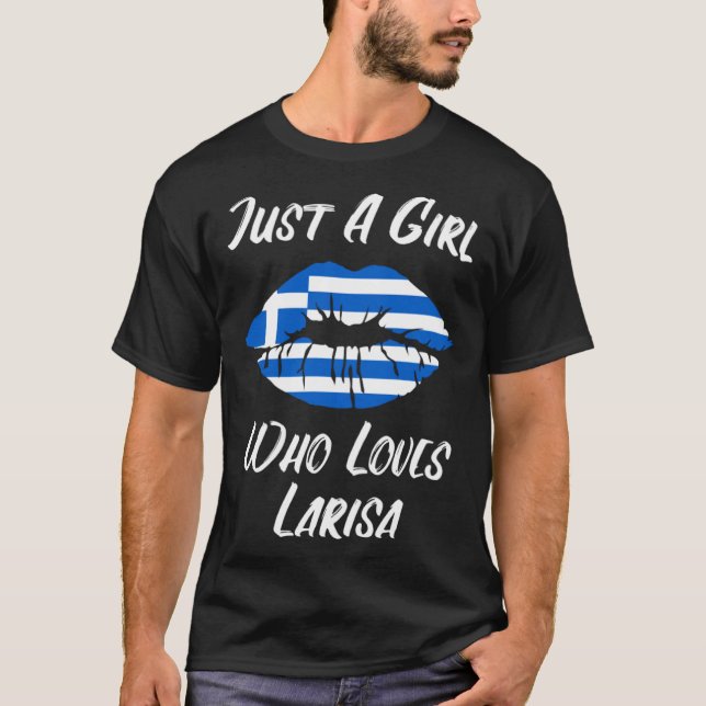 Läppar Mouth Kärlek Grekiska Flagga Larissa T Shirt (Framsida)