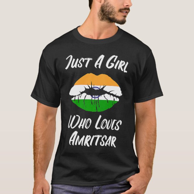 Läppar Mouth Kärlek Indiska Flagga Amritsar T Shirt (Framsida)
