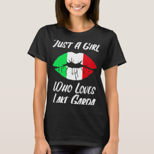 Läppar Mouth Kärlek Italienska Flagga Garda Sjö T Shirt