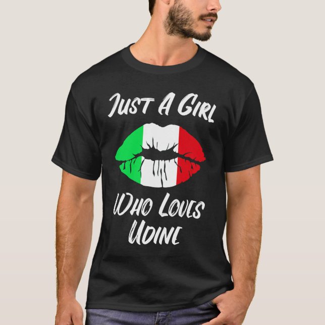 Läppar Mouth Kärlek Italienska Flagga Udine T Shirt (Framsida)