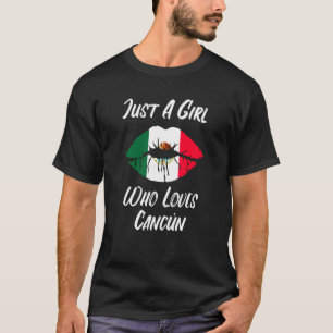 Läppar Mouth Kärlek Mexikanska Flagga Cancun T Shirt