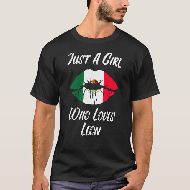 Läppar Mouth Kärlek Mexikanska Flagga Leon T Shirt (Framsida)