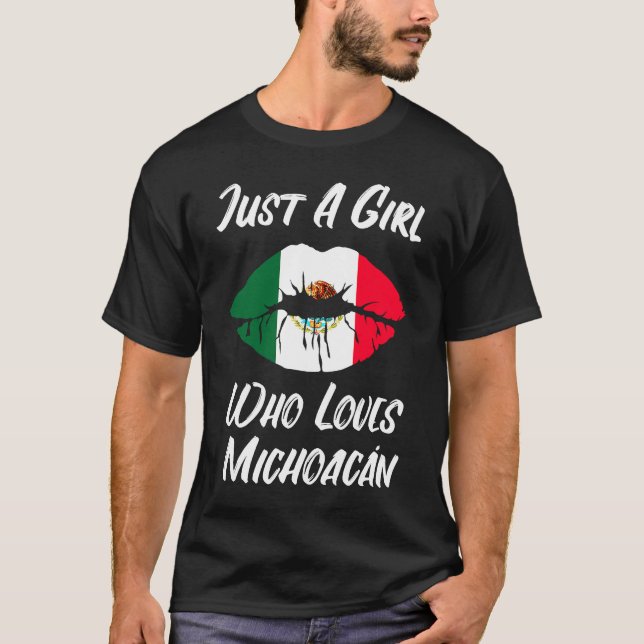 Läppar Mouth Kärlek Mexikanska Flagga Michoacan T Shirt (Framsida)