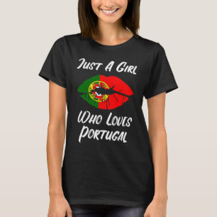 Läppar Mouth Kärlek Portugal Flagga Portugal T Shirt