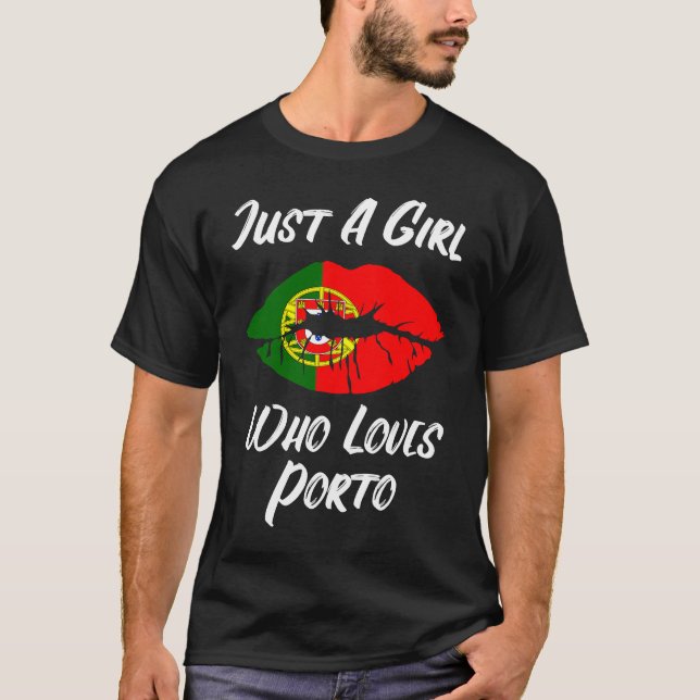 Läppar Mouth Kärlek Portugisiska Flagga Porto T Shirt (Framsida)