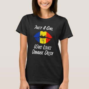 Läppar Mouth Kärlek Rumäniens Flagga Donau Delta T Shirt