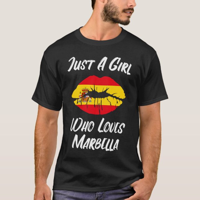 Läppar Mouth Kärlek Spanien Flagga Marbella T Shirt (Framsida)