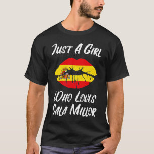 Läppar Mouth Kärlek Spanska Flagga Cala Millor T Shirt