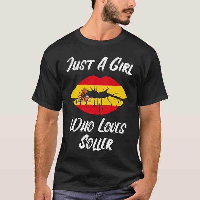 Läppar Mouth Kärlek Spanska Flagga Soller T Shirt (Framsida)