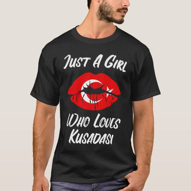 Läppar Mouth Kärlek Turkiska Flagga Kusadasi T Shirt (Framsida)