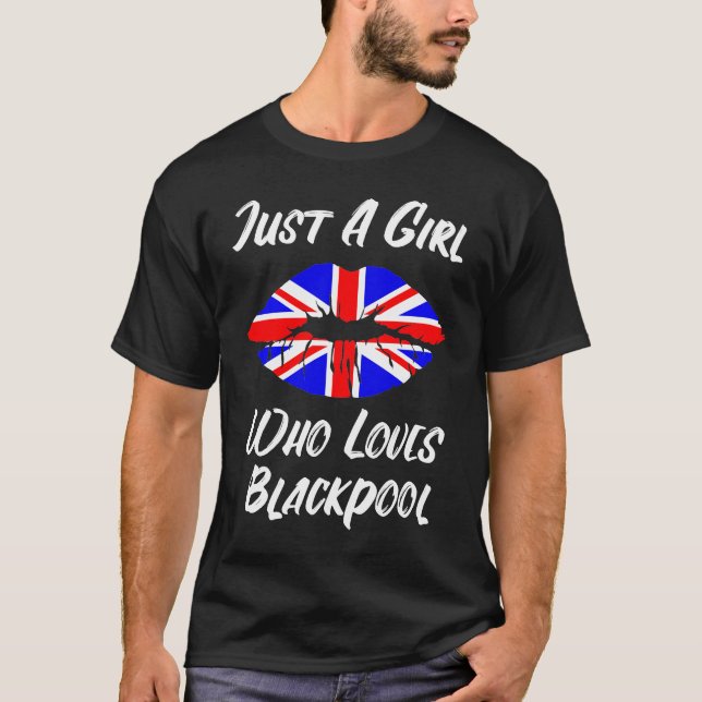 Läppar Mouth Kärlek Union Jack Flagga Blackpool T Shirt (Framsida)