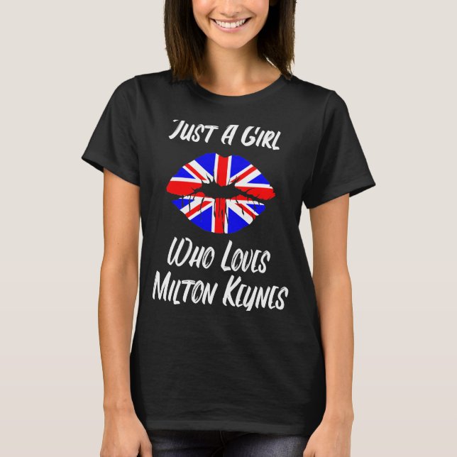 Läppar Mouth Kärlek Union Jack Flagga Milton Keyne T Shirt (Framsida)