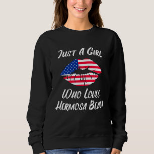 Läppar Mun Kärlek Amerikansk Flagga Hermosa Beach T Shirt