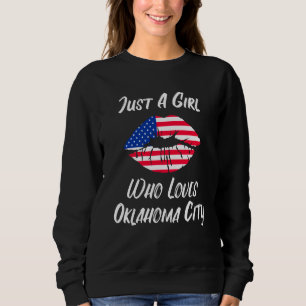 Läppar Mun Kärlek Amerikansk Flagga Oklahoma City T Shirt