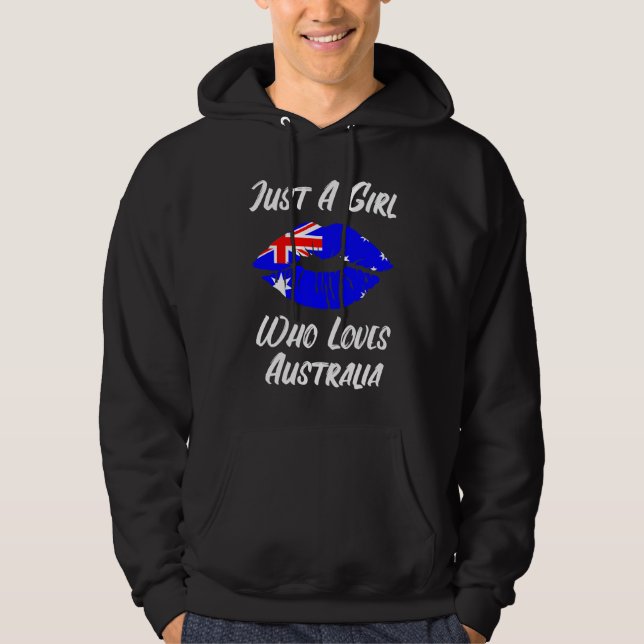 Läppar Mun Kärlek Australiens Flagga Hoodie (Framsida)