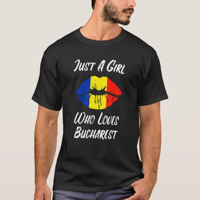 Läppar Mun Kärlek Rumänska Flaggan Bukarest T Shirt (Framsida)