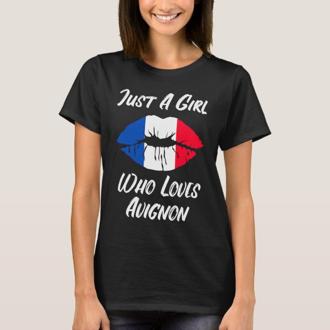 Läppar Mun Lek French Flagga Avignon T Shirt (Framsida)