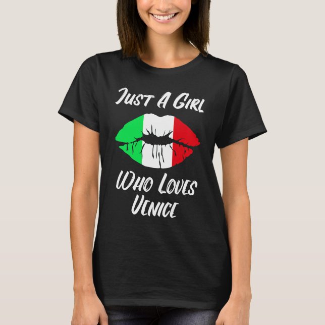 Läppar Mun Lek Italien Flagga Venedig T Shirt (Framsida)