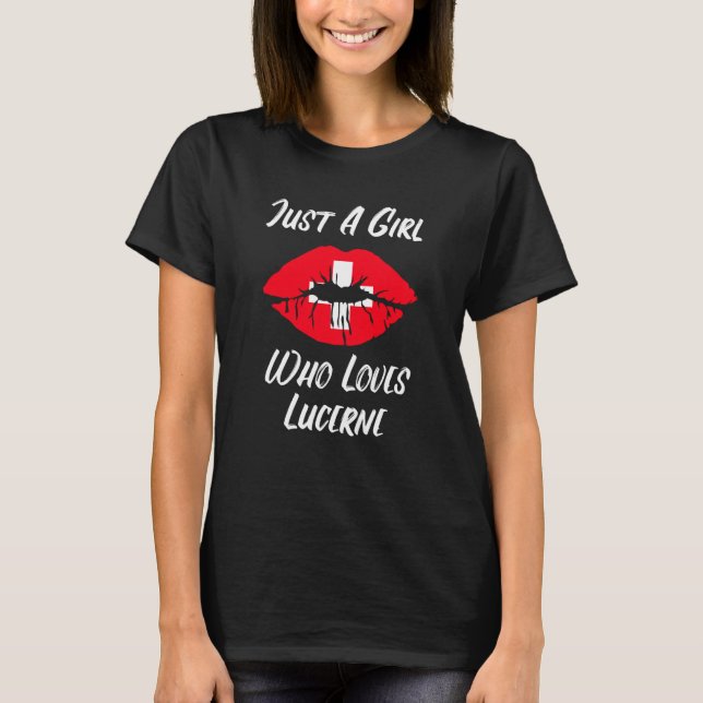 Läppar Mun Lek Schweiz Flagga Luzern T Shirt (Framsida)