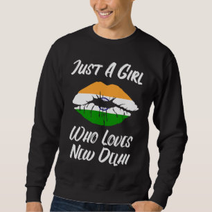Läppar Munna Kärlek Indisk Flagga New Delhi Lång Ärmad Tröja