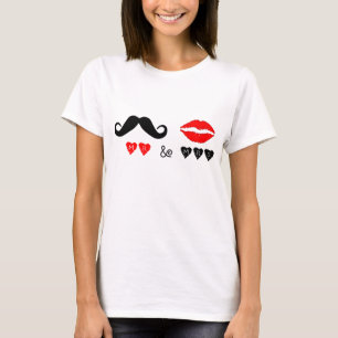 Läppar & Mustache Bröllop Gift T Shirt