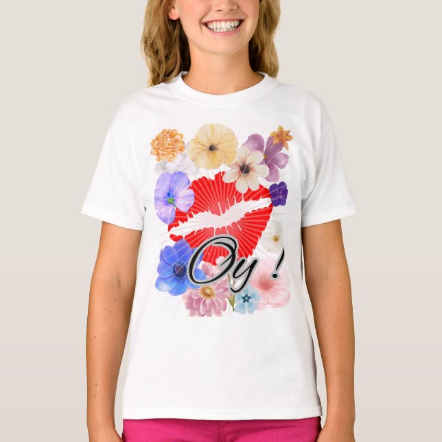 Läppar och blommor t shirt (Framsida)