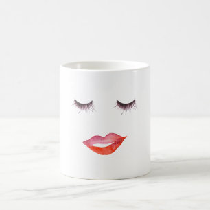 Läppar och eyelash kaffemugg