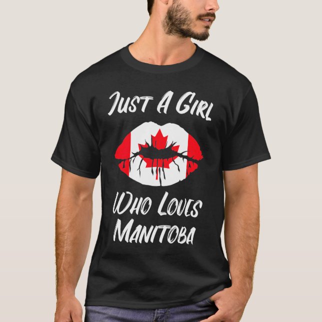 Läppar och Mouth Kärlek Canadian Flagga Manitoba T Shirt (Framsida)