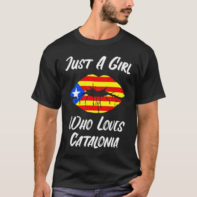 Läppar och mun älskar Katalonien flagga T Shirt (Framsida)