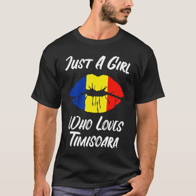 Läppar och mun älskar rumänska flaggan Timisoara T Shirt (Framsida)
