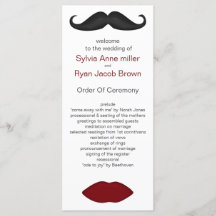 läppar och mustasch mod bröllopsprogram