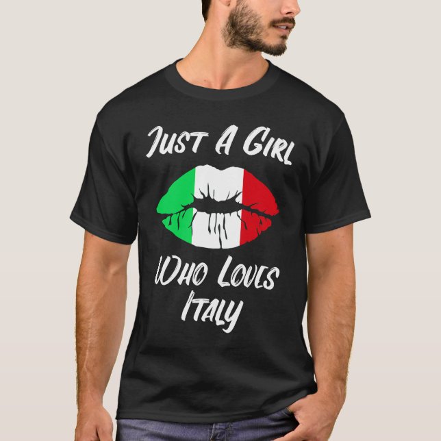 Läppar och södra Kärlek italienska Flagga T Shirt (Framsida)