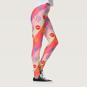 Läppar, örter, stjärnor, Sol och Rand Leggings