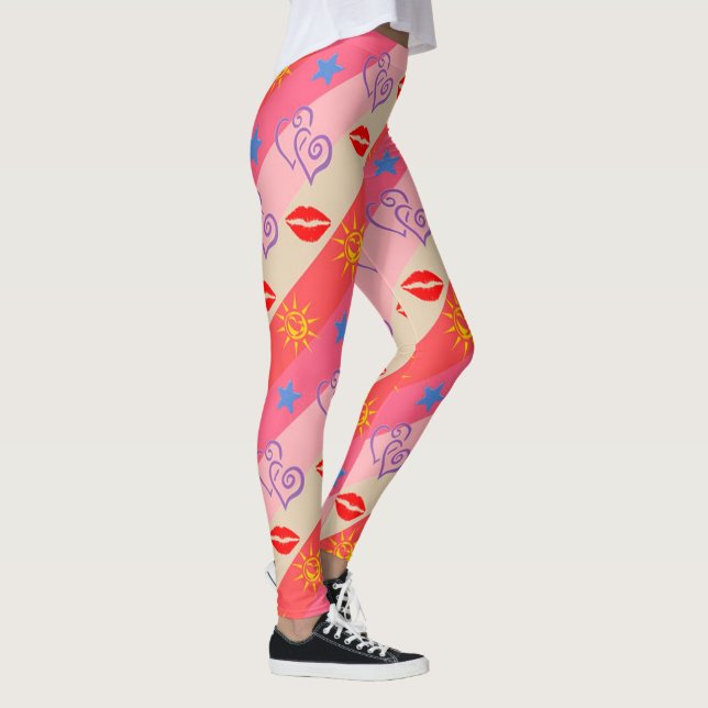 Läppar, örter, stjärnor, Sol och Rand Leggings (Höger)