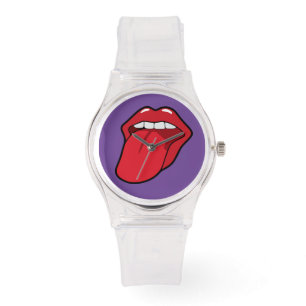 LÄPPAR SOM STICKER UT TUNGA ROSA WRIST WATCH ARMBANDSUR