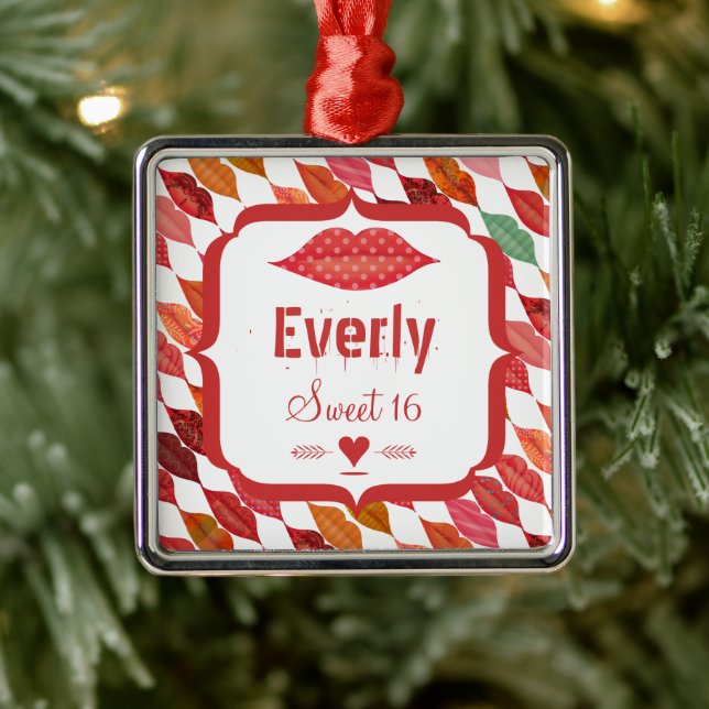 Läppar Sweet 16 Vintage Retro Julgransprydnad Metall (Träd)