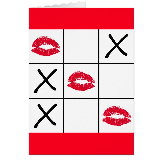 Läppar Tic Tac Toe Hälsningskort (Framsidan)