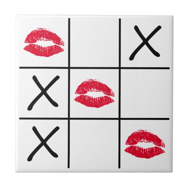 Läppar Tic Tac Toe Kakelplatta (Framsidan)