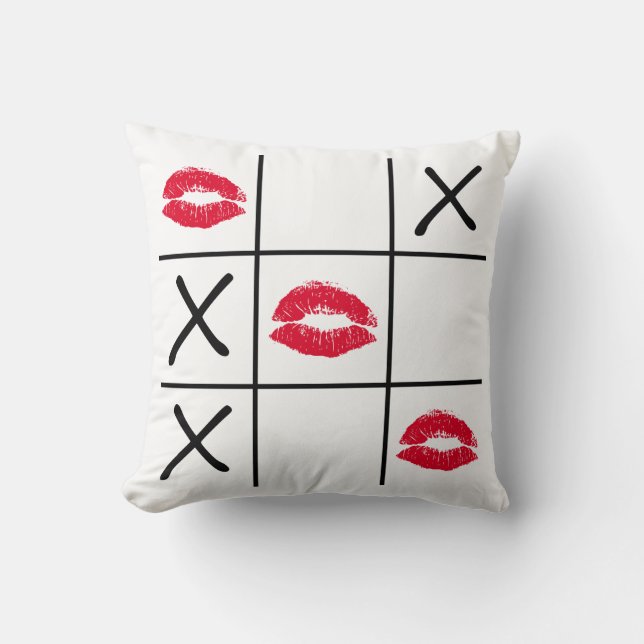 Läppar Tic Tac Toe Kudde (Framsida)