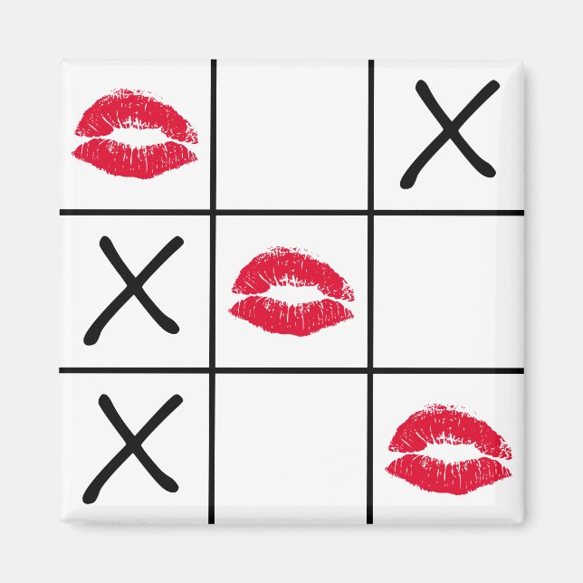 Läppar Tic Tac Toe Magnet (Framsidan)