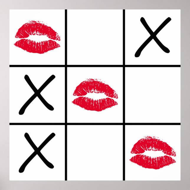 Läppar Tic Tac Toe Poster (Framsidan)