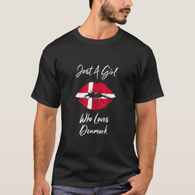 Läppar Viking Flagga Danmark T Shirt (Framsida)