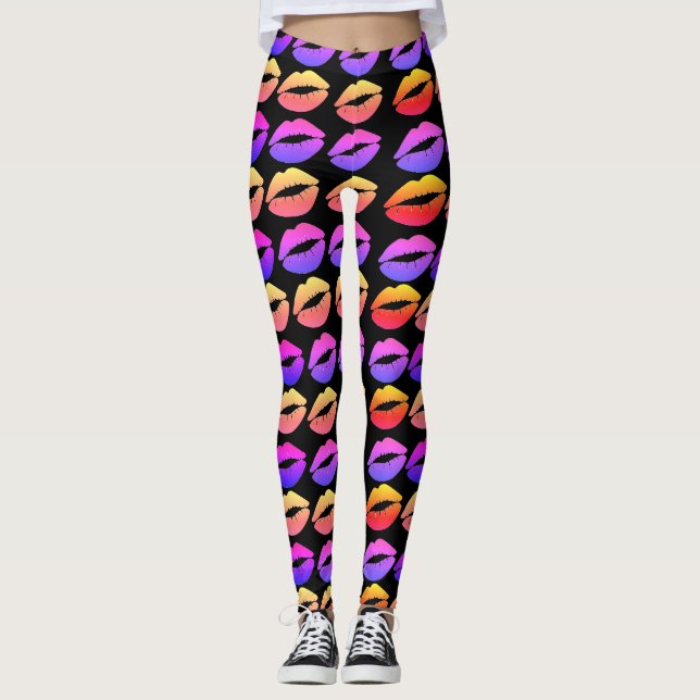 Läppartryckdamasker Leggings (Framsida)