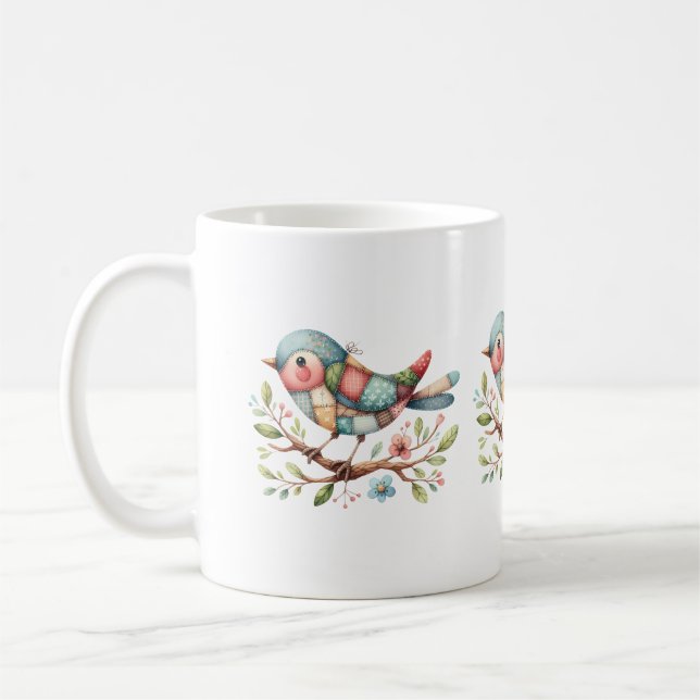 Lappfågelsångare på blommande gren kaffemugg (Vänster)