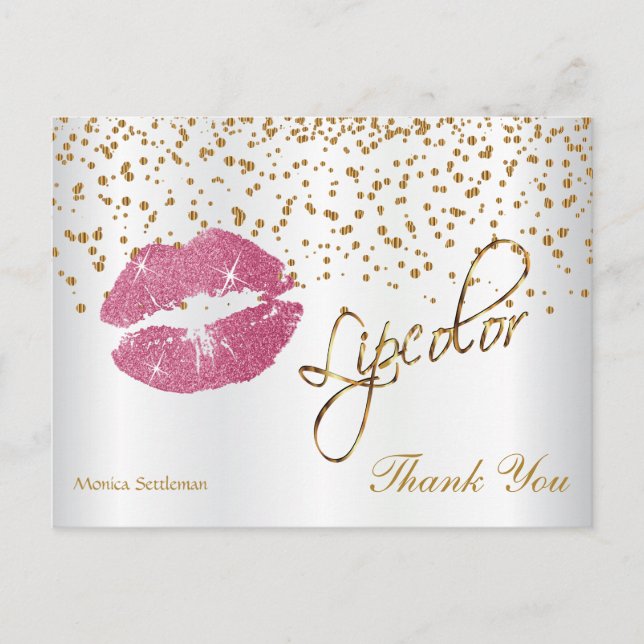 Läppfärg Pretty Pink Lips - tack Vykort (Framsida)